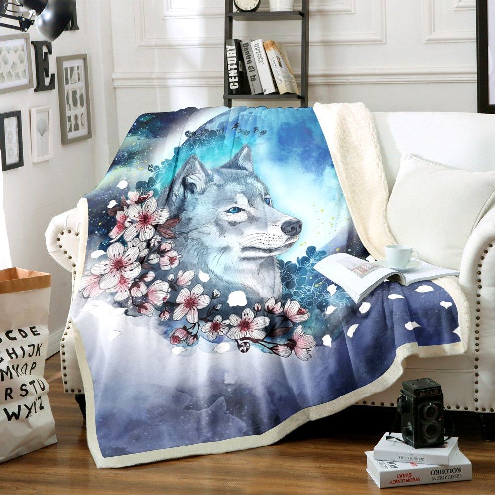 Wolf Sherpa Fleece Blanket