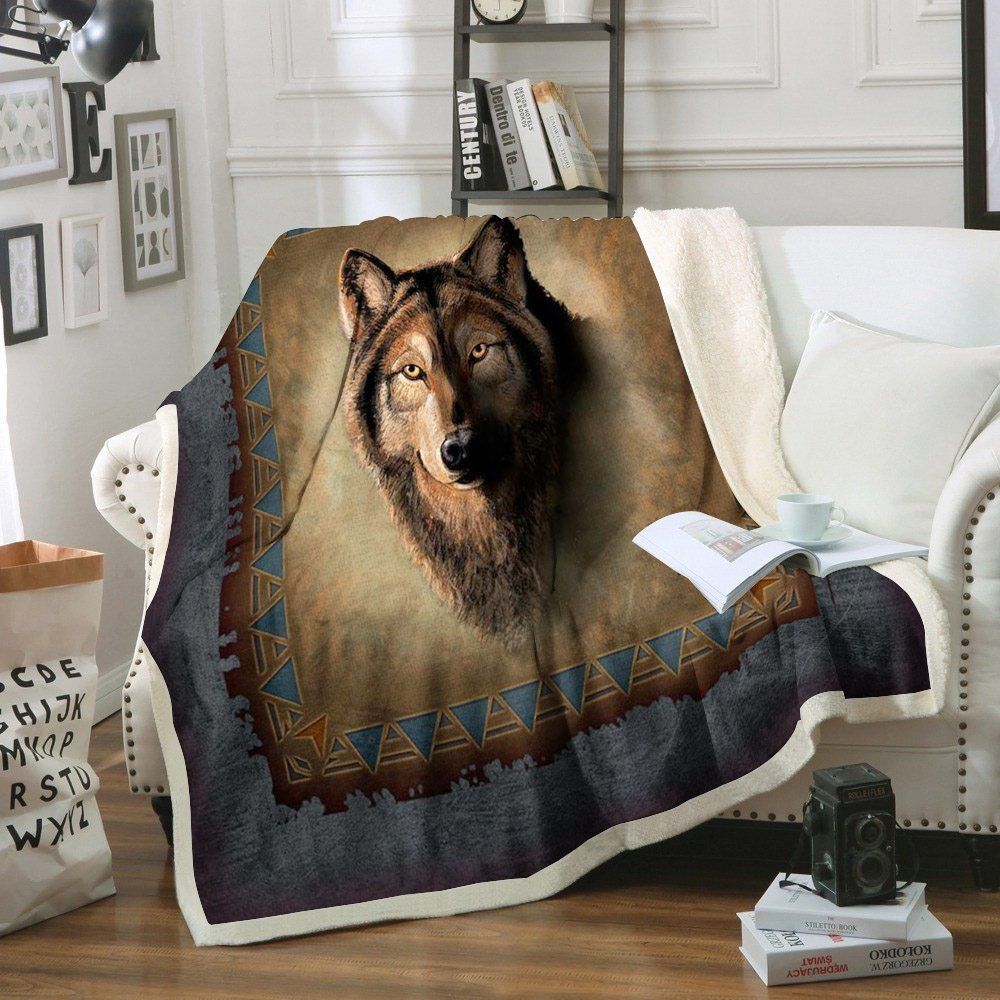 Wolf Sherpa Fleece Blanket