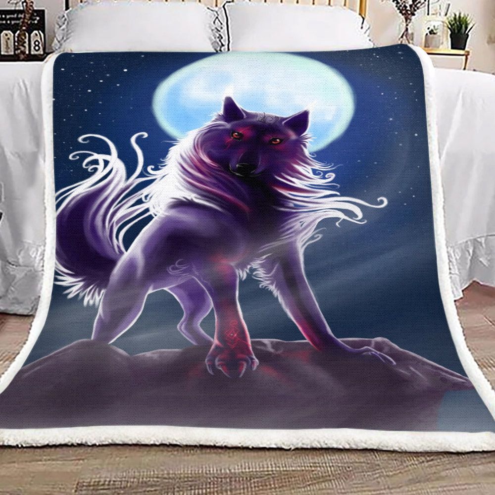 Wolf Sherpa Fleece Blanket