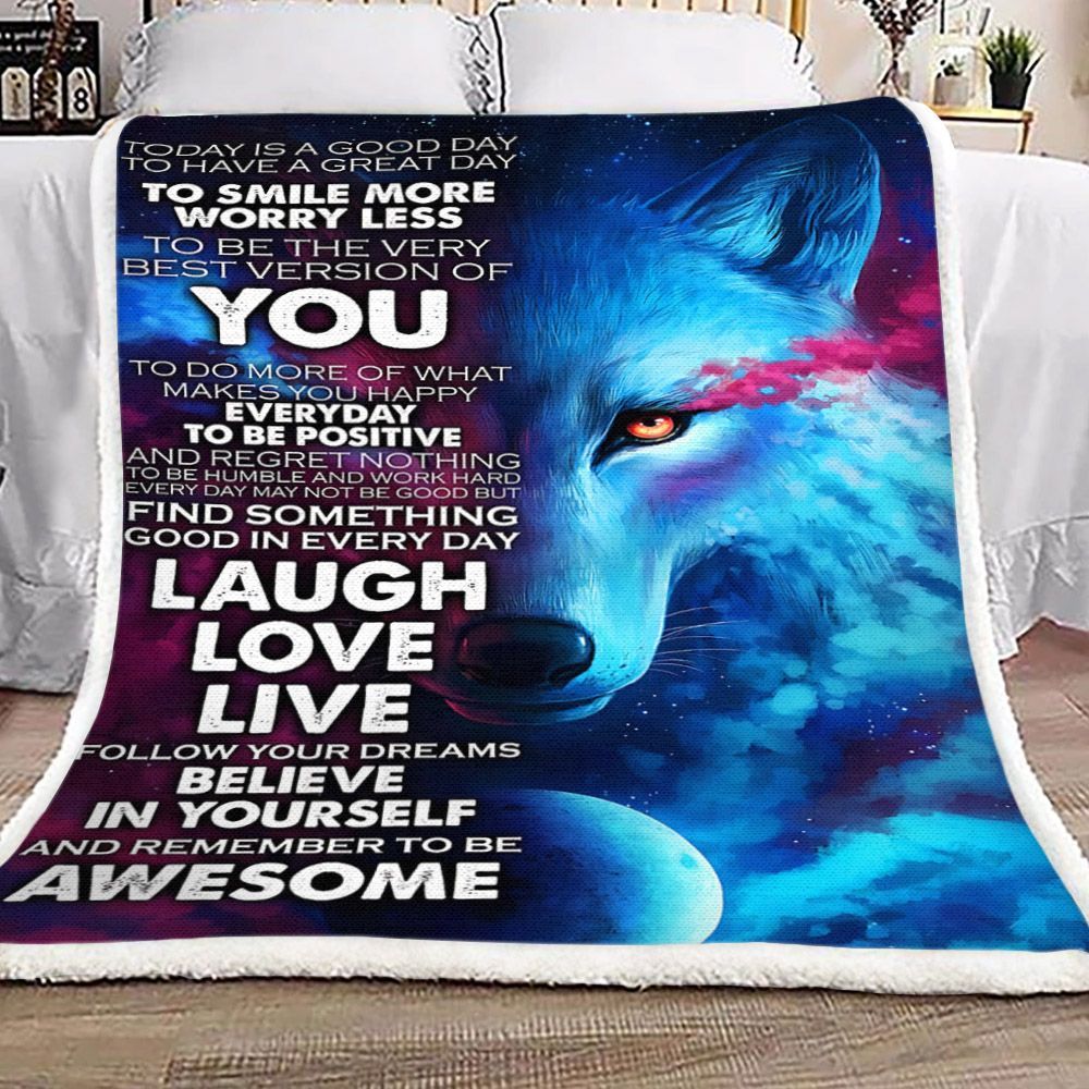 Wolf Sherpa Fleece Blanket