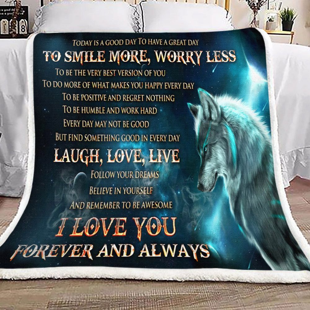 Wolf Sherpa Fleece Blanket