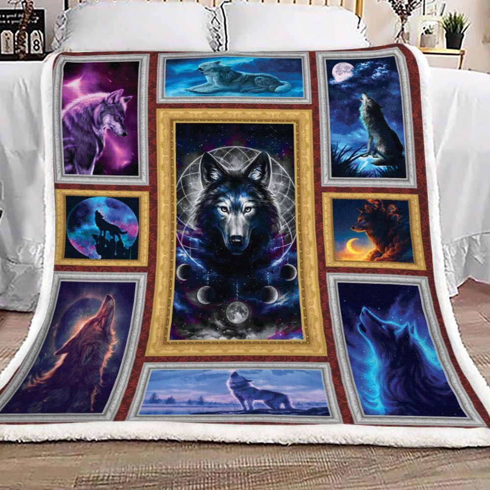 Wolf Painting Sherpa Fleece Blanket