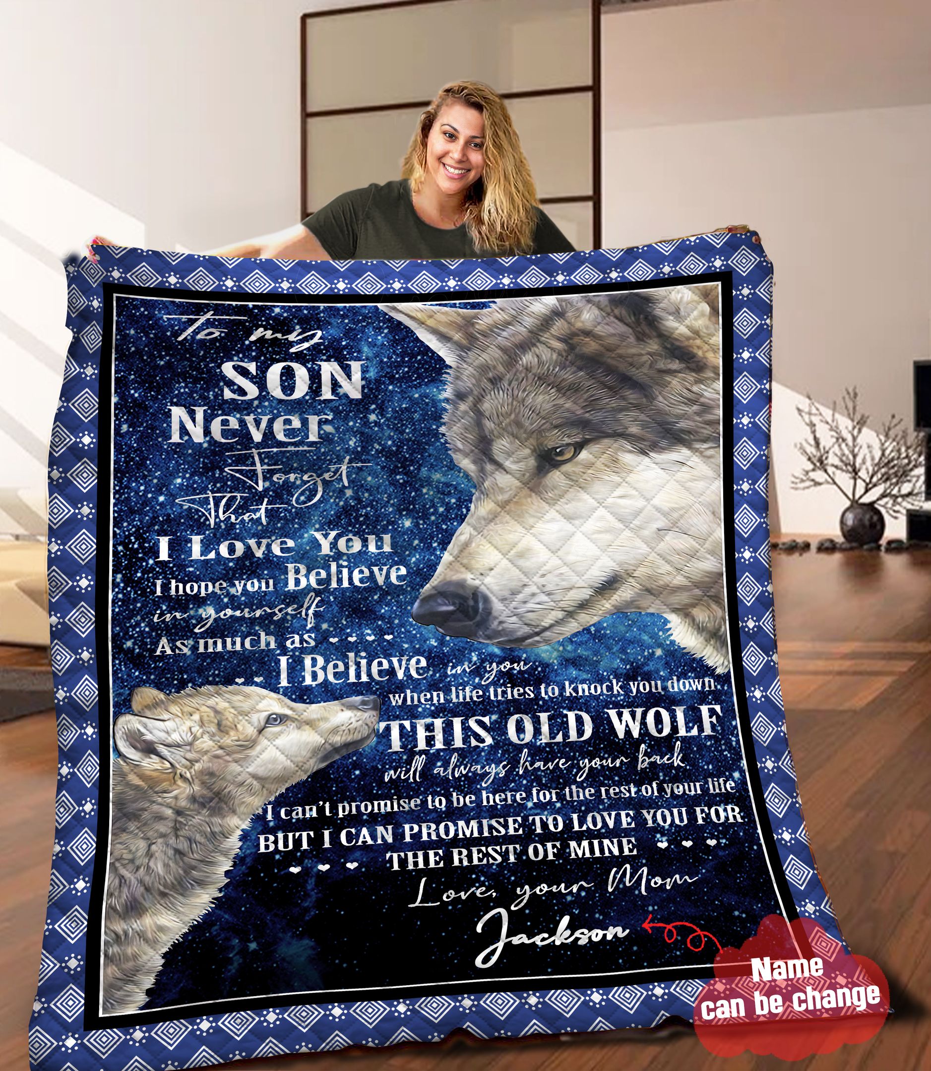 Wolf Personalized HHH101116NA Quilt Blanket