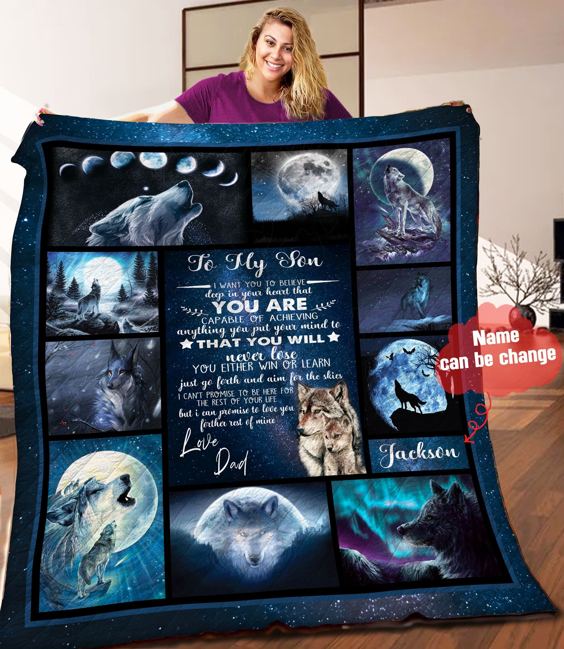 Wolf Personalized Quilt Blanket HHH090610NA