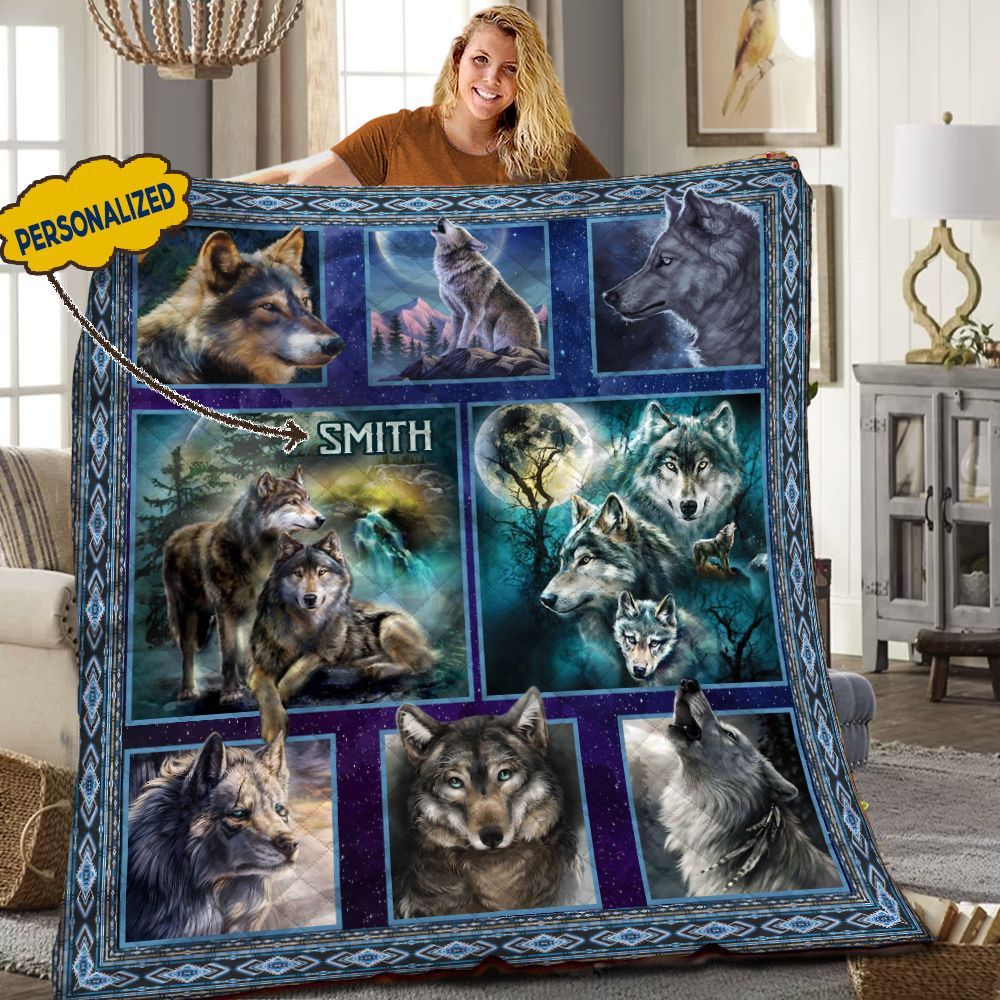 Wolf Personalized Quilt Blanket HHH100612TN