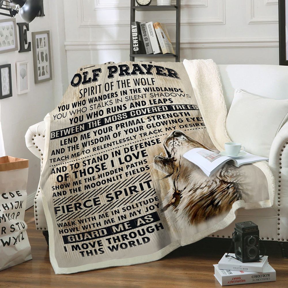 Wolf Prayer Sherpa Fleece Blanket