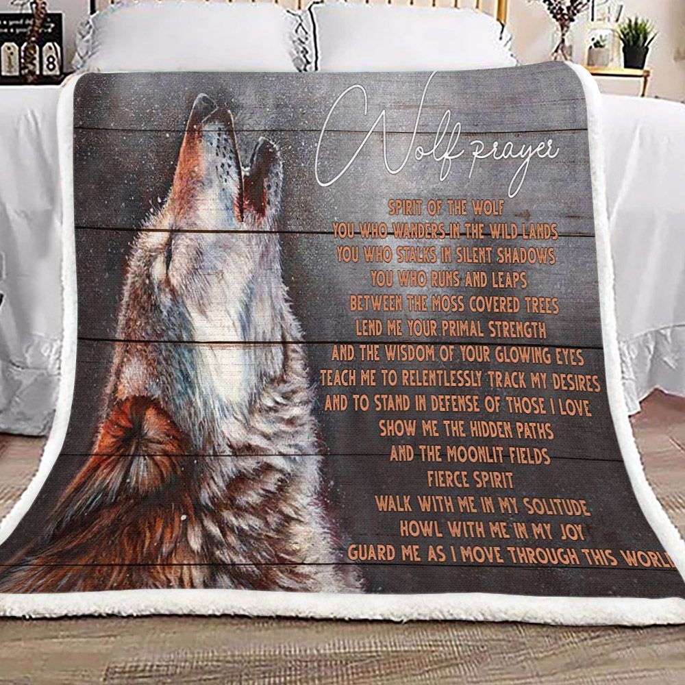 Wolf Prayer Sherpa Fleece Blanket