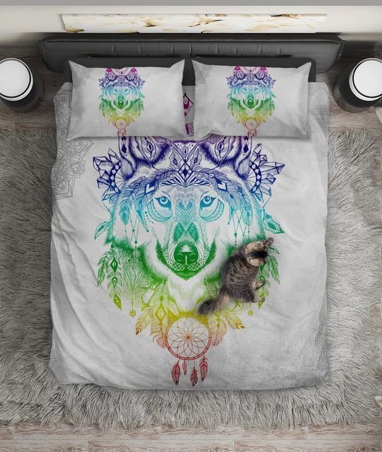 Wolf Rainbow Bedding Set
