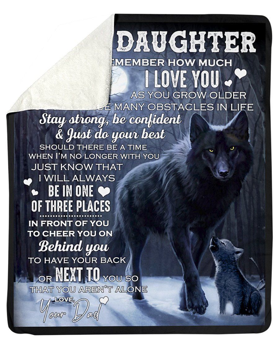 Wolf Remember How Much I Love U Fleece Blanket Dad To Daughter Sherpa Blanket