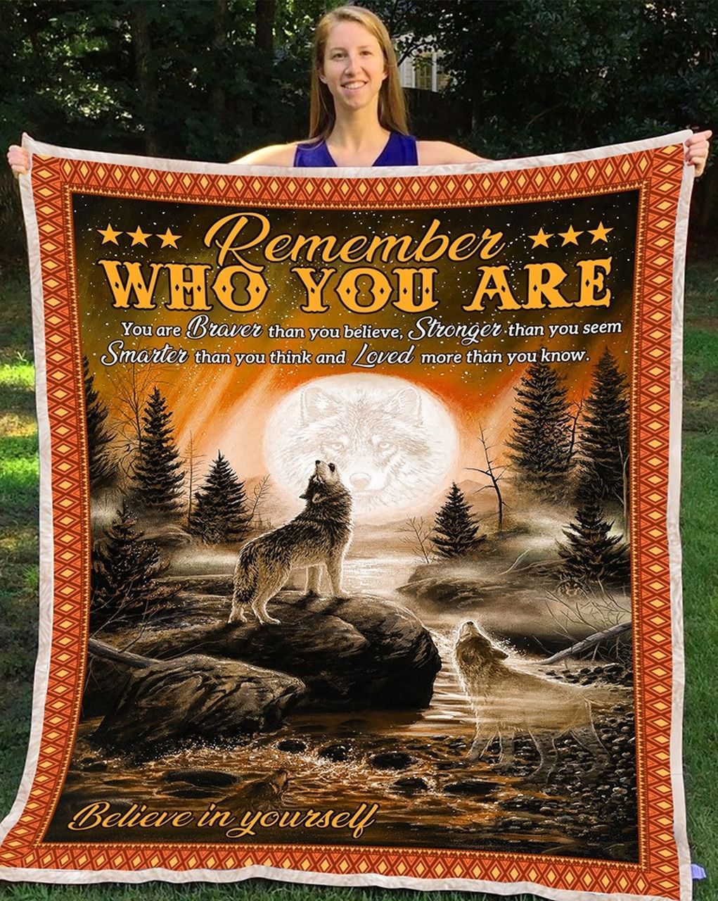 Wolf Remember Who You Are Sherpa Fleece Blanket