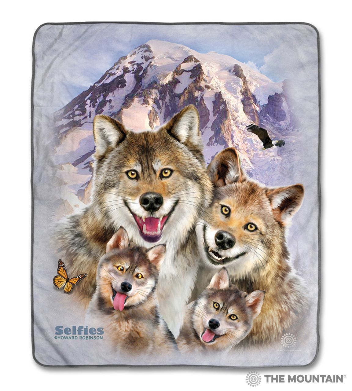 Wolf Selfie Sherpa Fleece Blanket