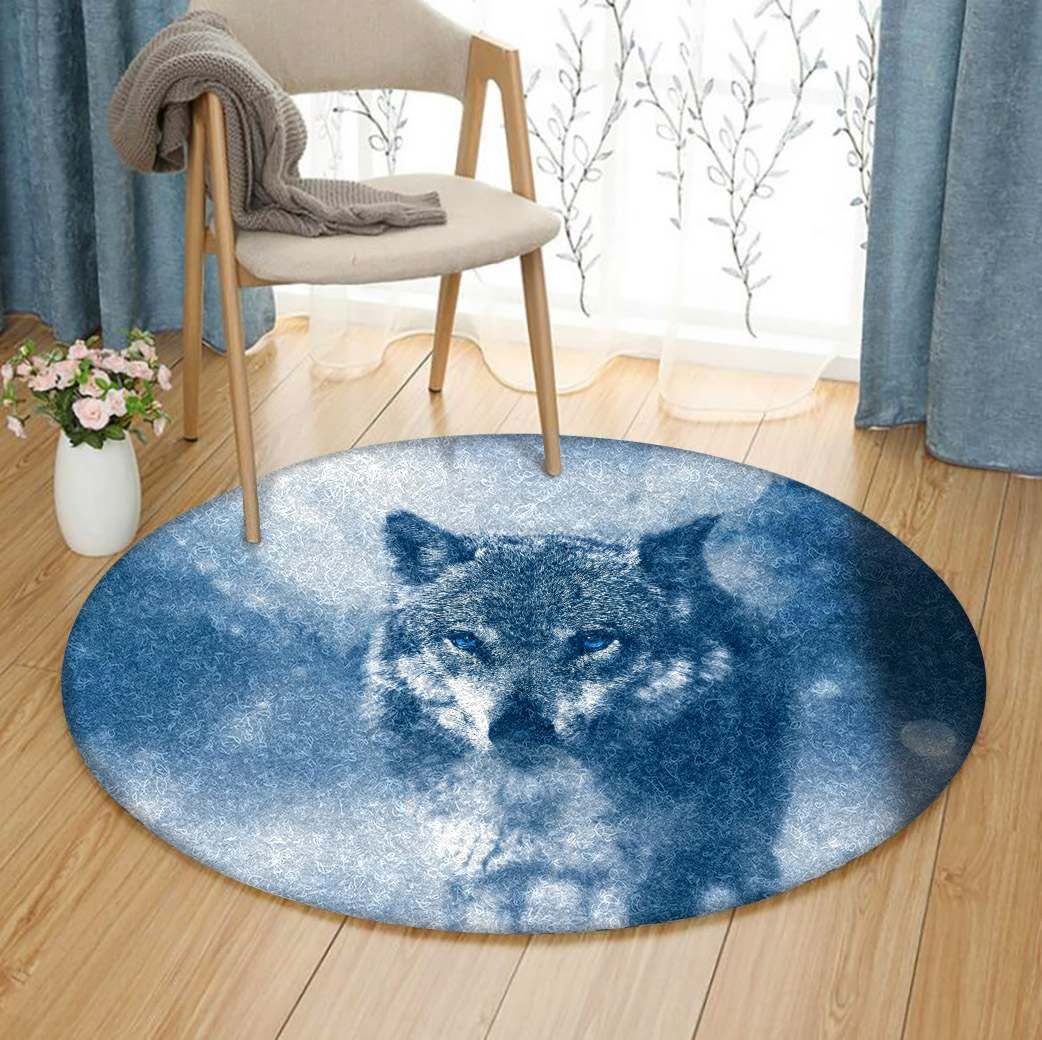 Wolf Snow Round Carpet