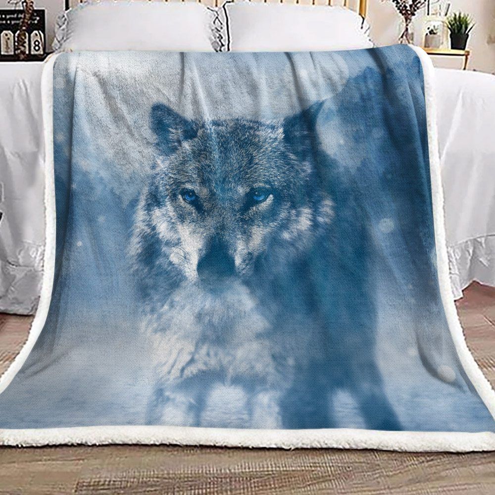 Wolf Snow Sherpa Fleece Blanket