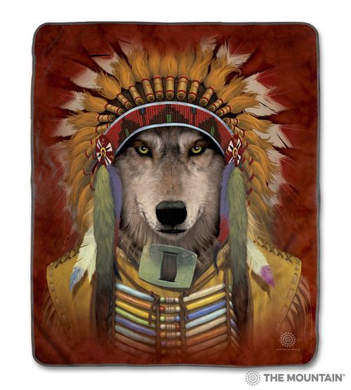 Wolf Spirit Chief Sherpa Fleece Blanket