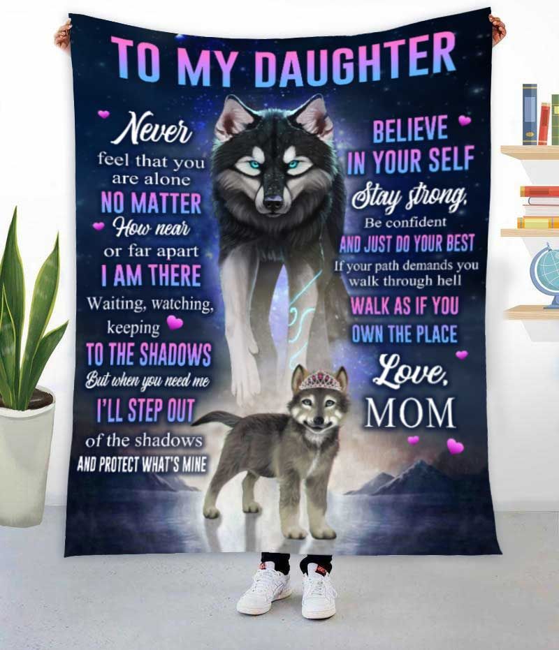 Wolf Stay Strong Fleece Blanket Gift For Daughter