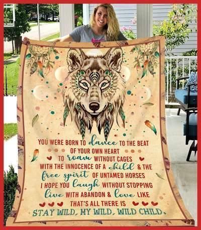 Wolf Stay Wild My Child Wild Child Sherpa Fleece Blanket