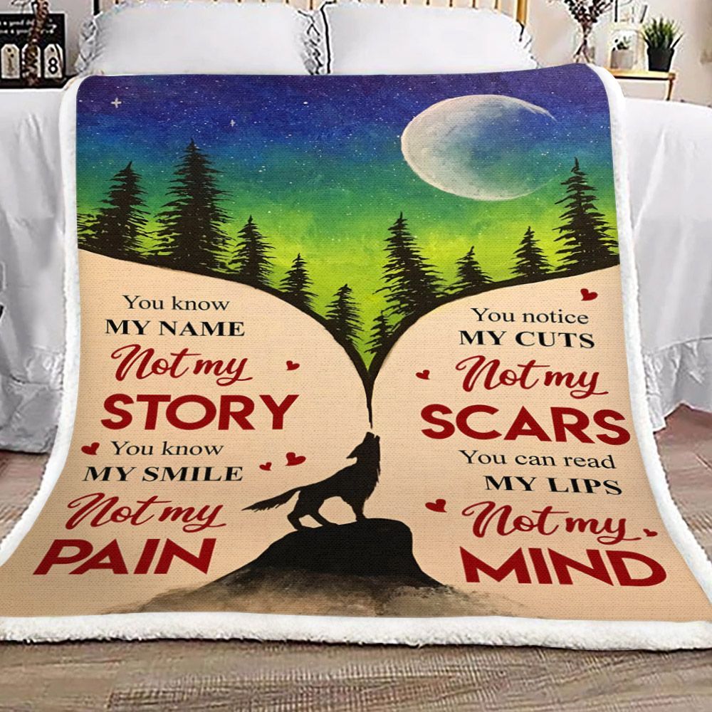 Wolf Story Sherpa Fleece Blanket