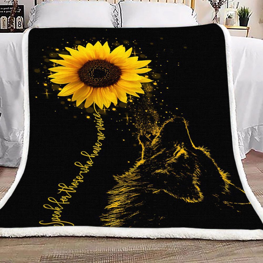 Wolf Sunflower Sherpa Fleece Blanket
