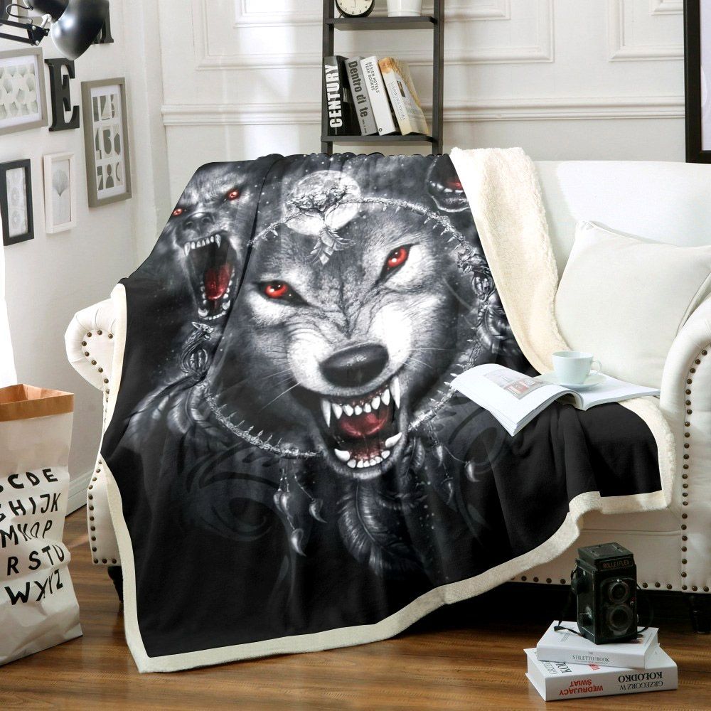 Wolf Sherpa Fleece Blanket