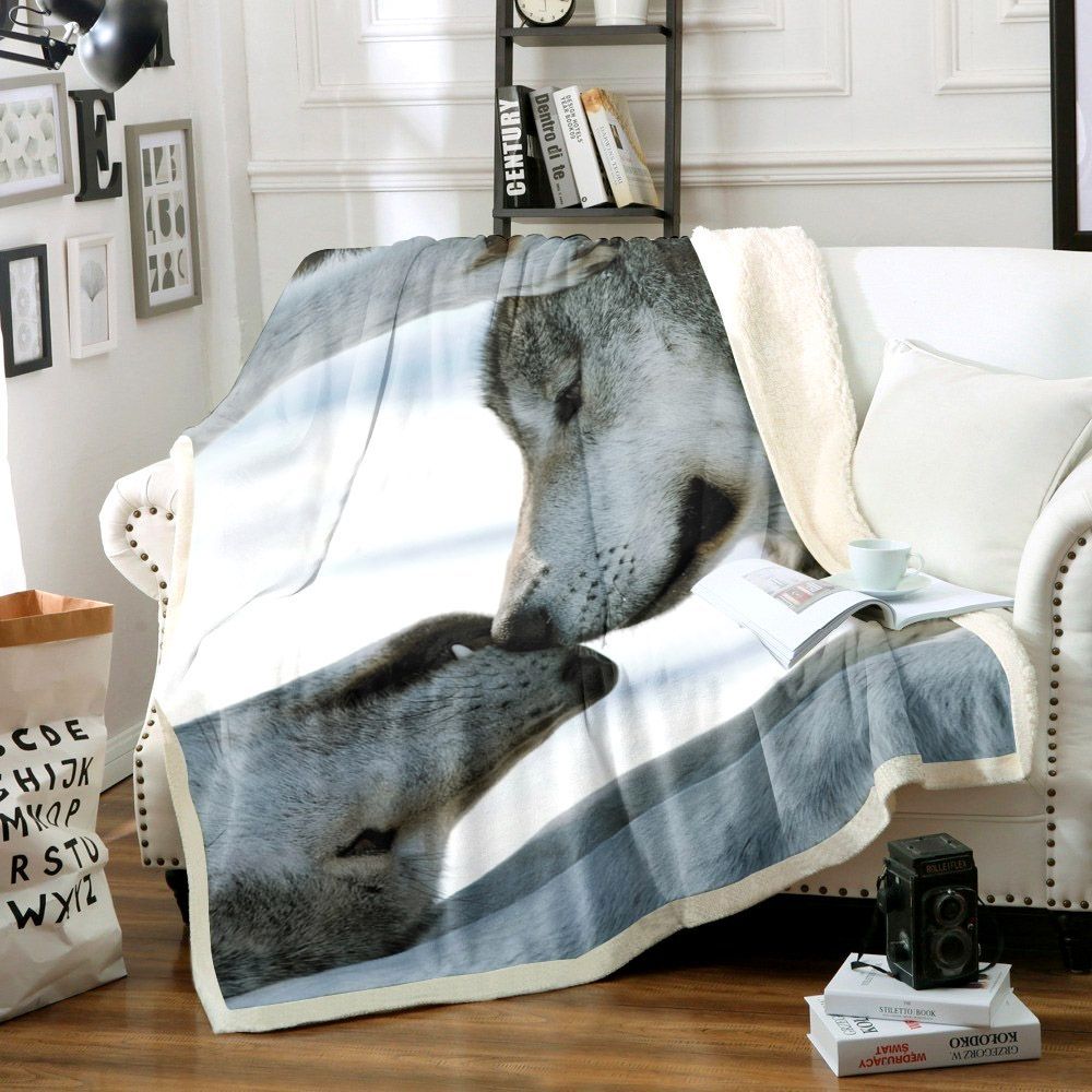 Wolf Sherpa Fleece Blanket