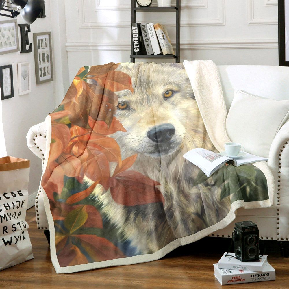 Wolf Sherpa Fleece Blanket