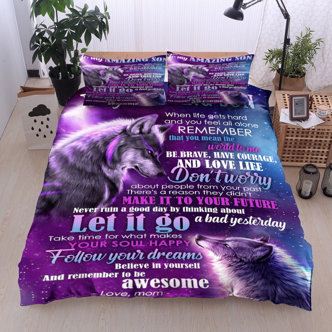 Wolf To My Amazing Son Love Mom Bedding Set