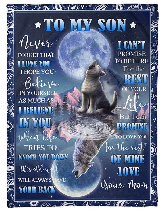 Wolf To My Amazing Son Never Forget That I Love You Sherpa Fleece Blanket
