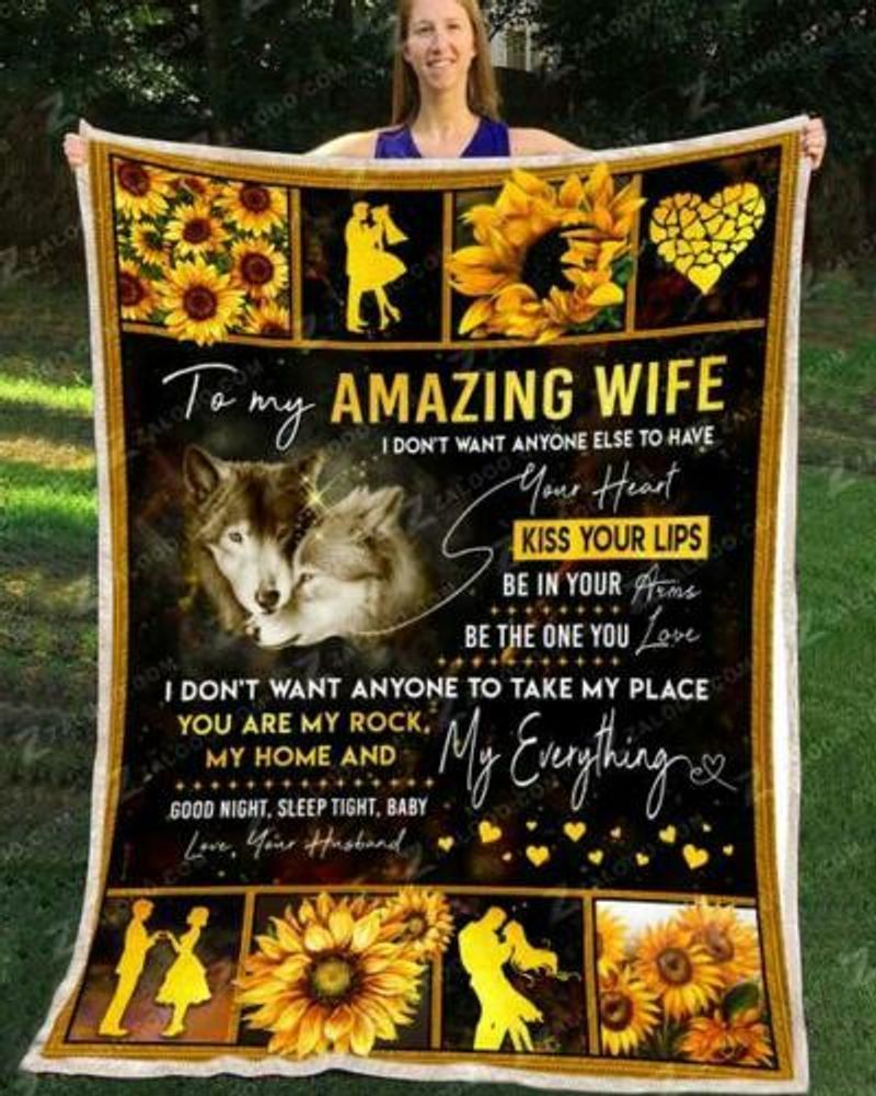 Wolf To My Amazing Wife Sherpa Fleece Blanket