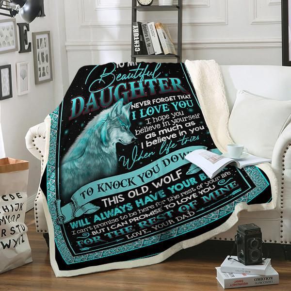 Wolf To My Beautiful Daughter Sherpa Fleece Blanket