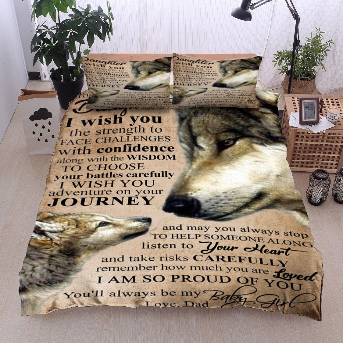Wolf To My Beautiful Daughter From Dad Bedding Set