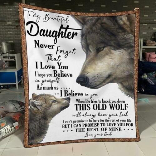 Wolf To My Beautiful Daughter Never Forget That I Love You Sherpa Fleece Blanket