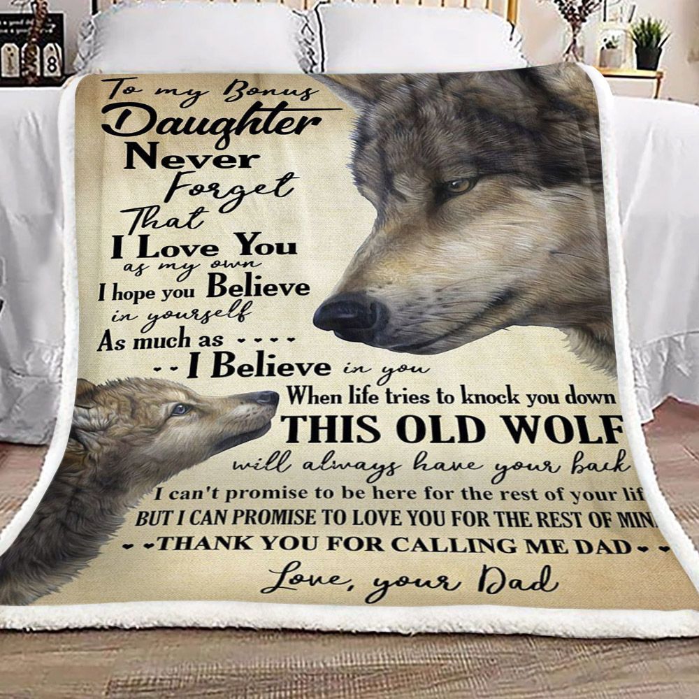 Wolf To My Bong Daughter Dad Sherpa Fleece Blanket