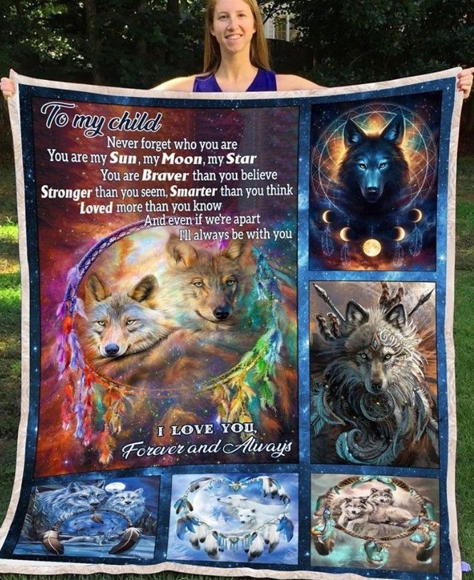 Wolf To My Child Sherpa Fleece Blanket