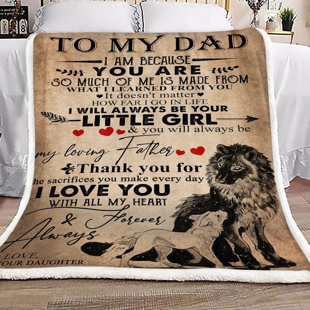 Wolf To My Dad Love Your Daughter Sherpa Fleece Blanket