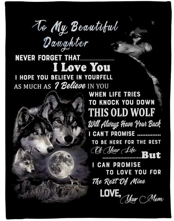 Wolf To My Daughter Sherpa Fleece Blanket