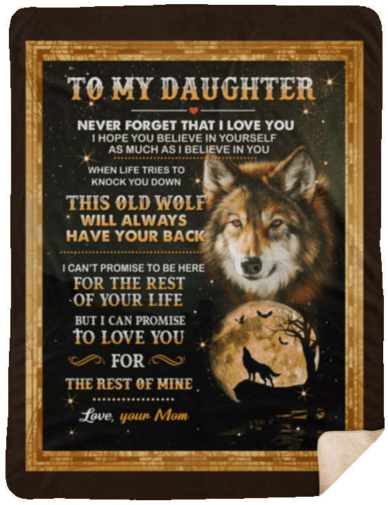 Wolf To My Daughter Sherpa Fleece Blanket