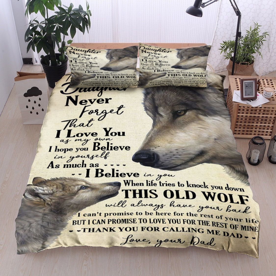 Wolf To My Daughter Dad Bedding Set