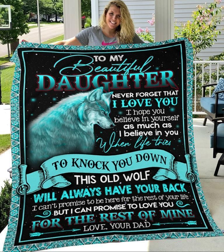 Wolf To My Daughter Daddy Loves You Sherpa Fleece Blanket