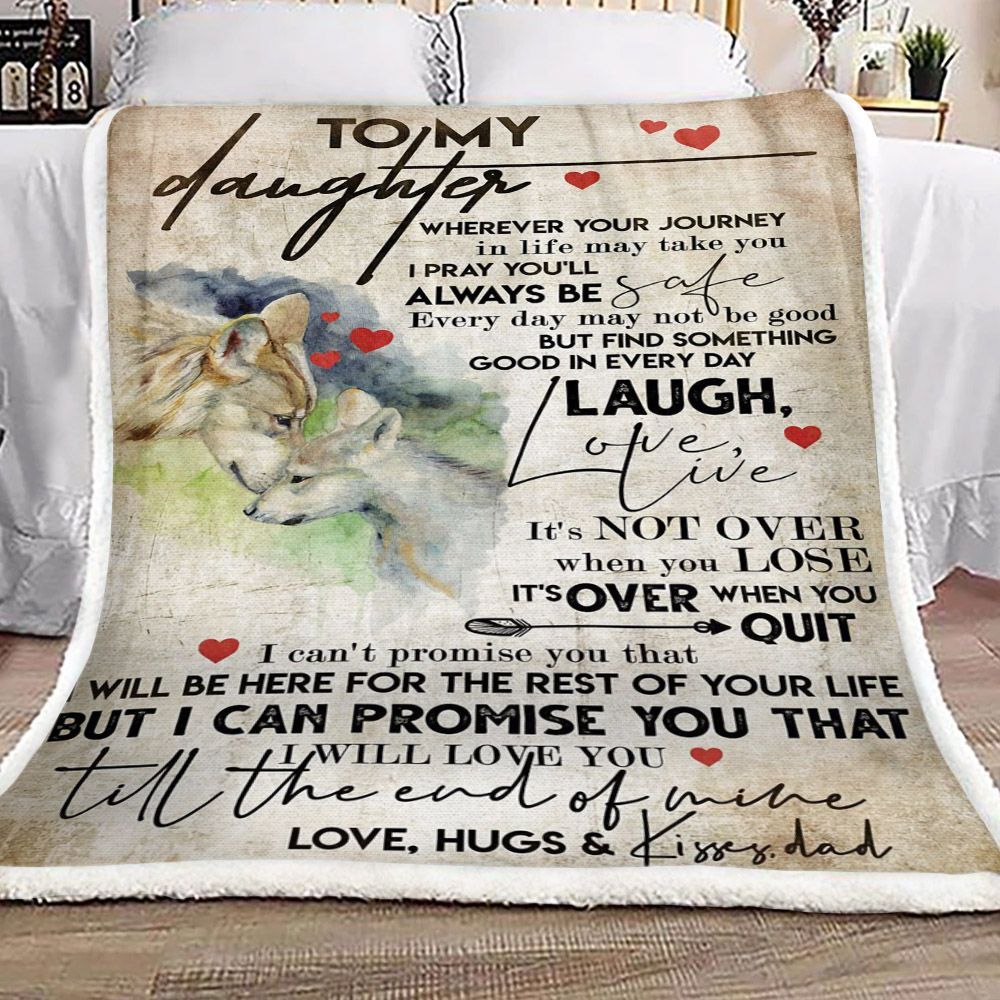 Wolf To My Daughter Kisses Dad Sherpa Fleece Blanket