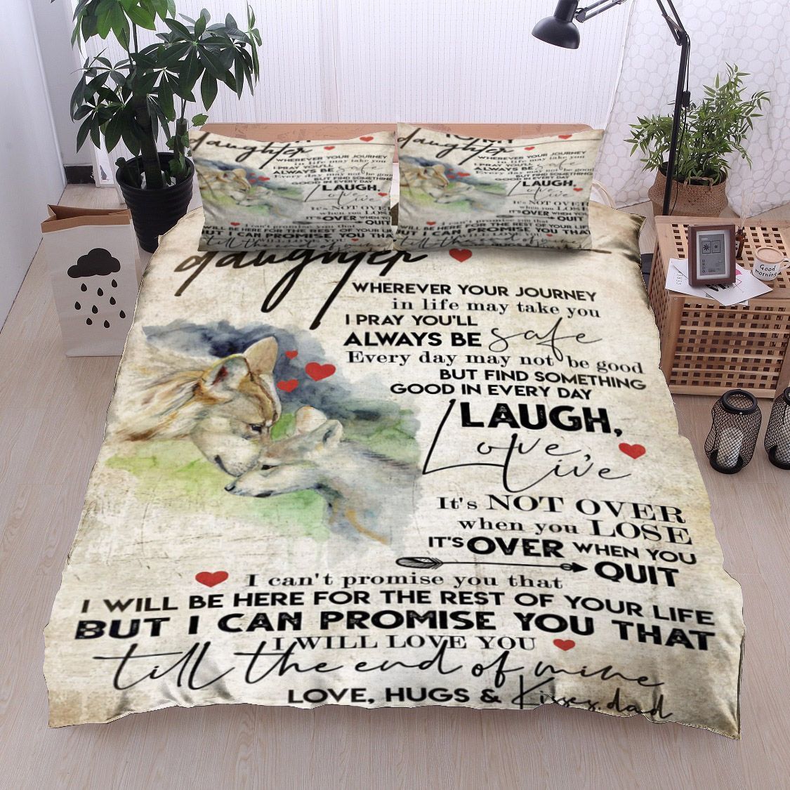 Wolf To My Daughter Kisses Dad Bedding Set