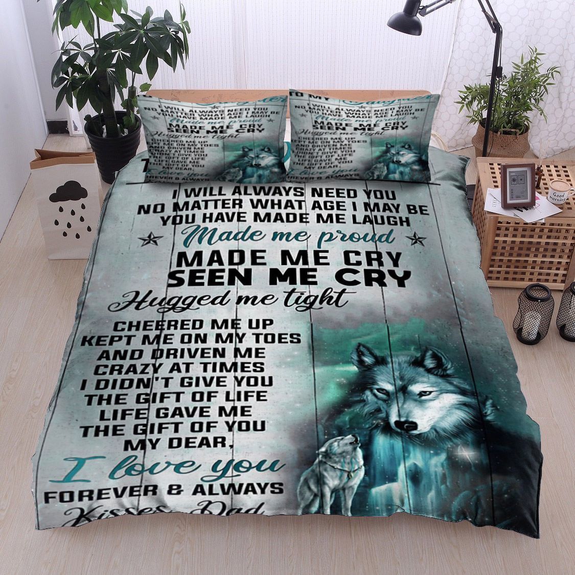 Wolf To My Daughter Kisses Dad Bedding Set