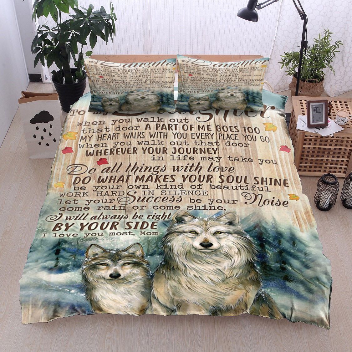 Wolf To My Daughter Mom Bedding Set
