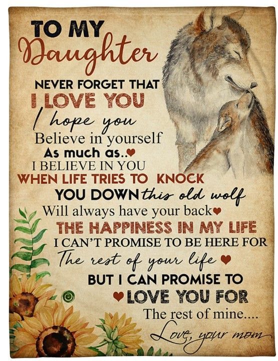 Wolf To My Daughter Never Forget That I Love You Sherpa Fleece Blanket