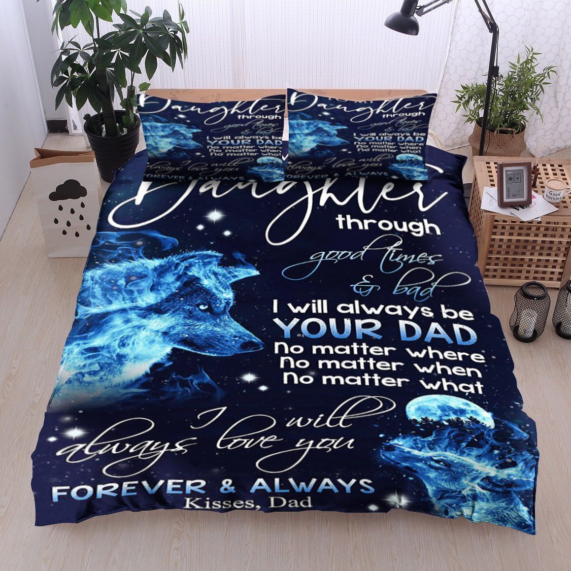 Wolf To My Daughter Your Dad Bedding Set