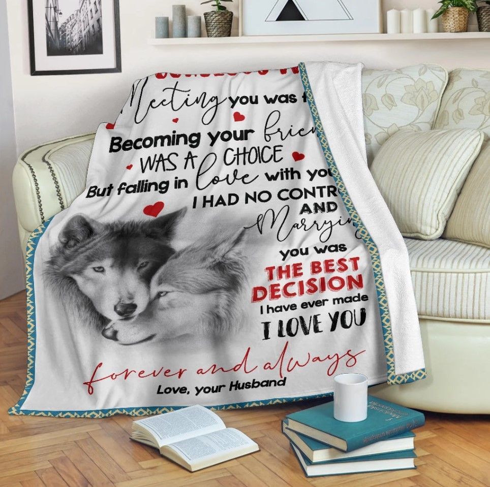 Wolf To My Gorgeous Wife Sherpa Fleece Blanket