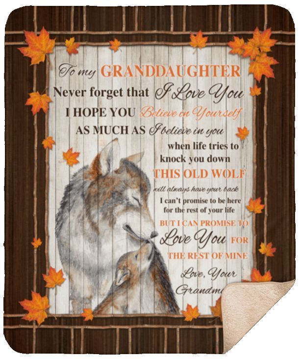 Wolf To My Granddaughter Sherpa Fleece Blanket