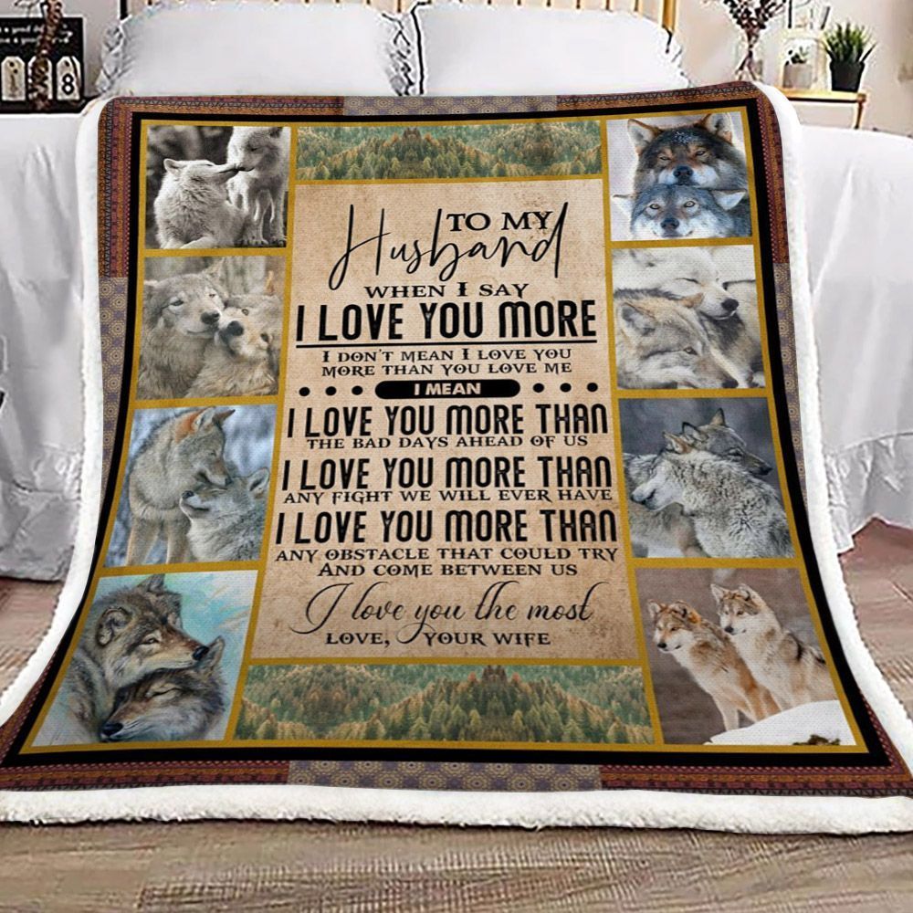 Wolf To My Husband Sherpa Fleece Blanket