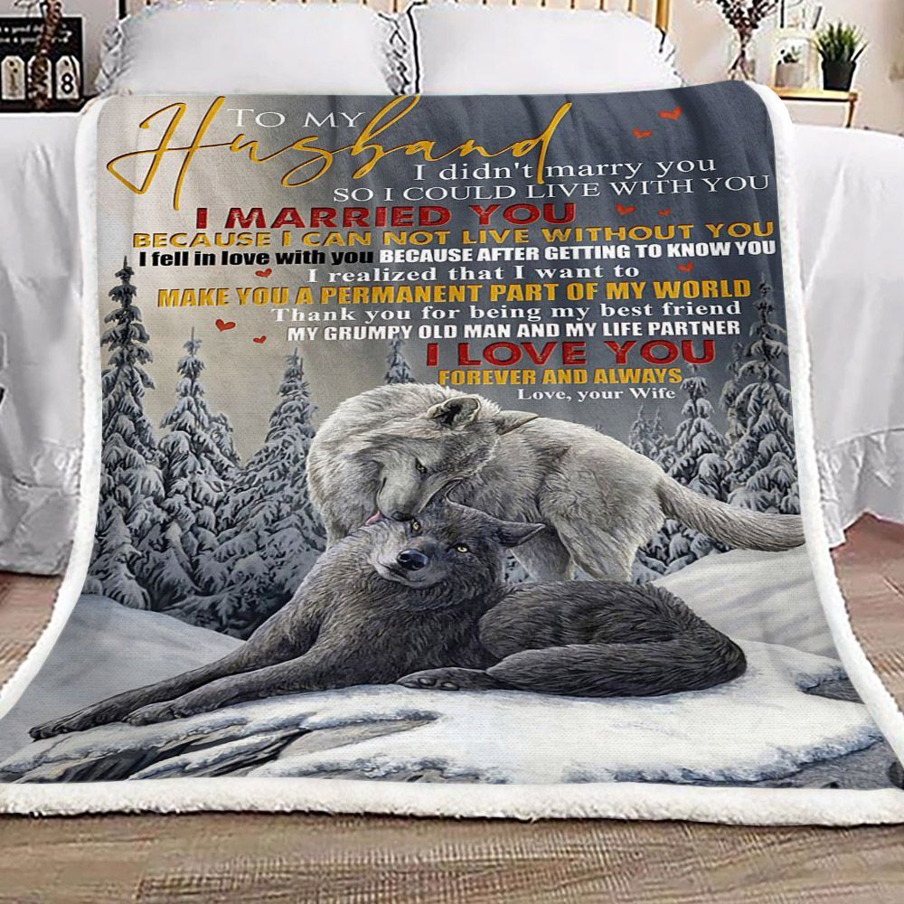 Wolf To My Husband Sherpa Fleece Blanket