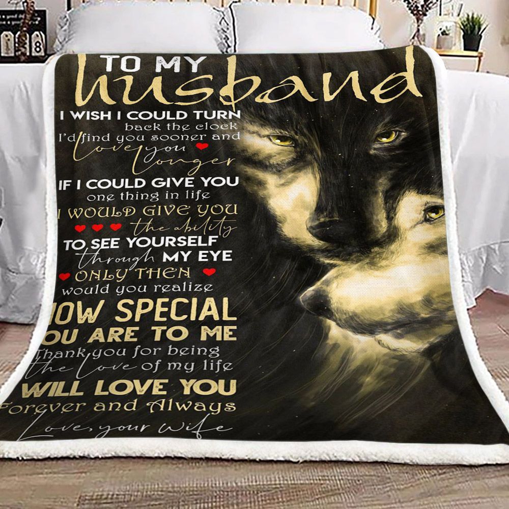 Wolf To My Husband Sherpa Fleece Blanket