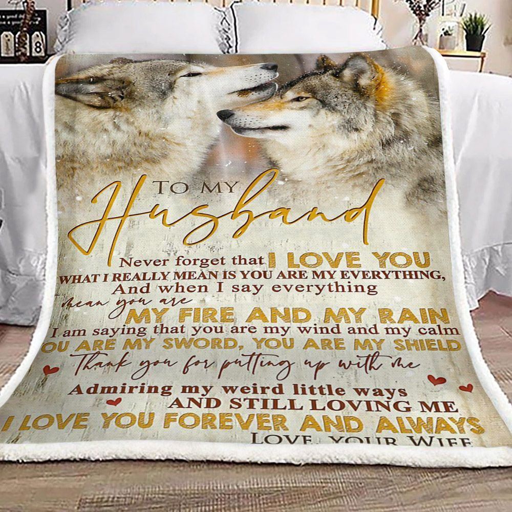 Wolf To My Husband Sherpa Fleece Blanket